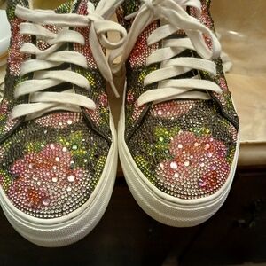 Betsey Johnson Pink Floral Rhinestone Sneakers